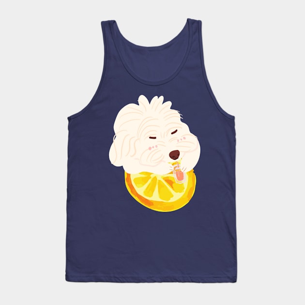 Maltipoo Drinking Orange Juice Tank Top by PatternbyNOK